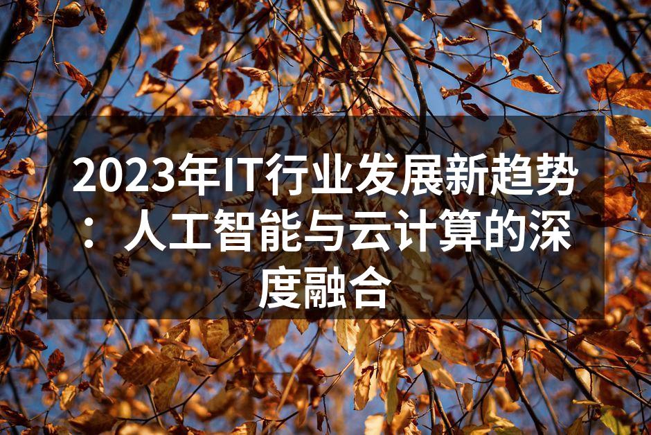 2023年IT行业发展新趋势：人工智能与